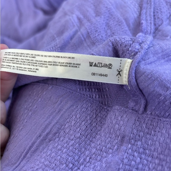 Free People Banita Pant Set Linen Cotton Split Top Wide Leg High-Waisted Purple - Picture 12 of 12